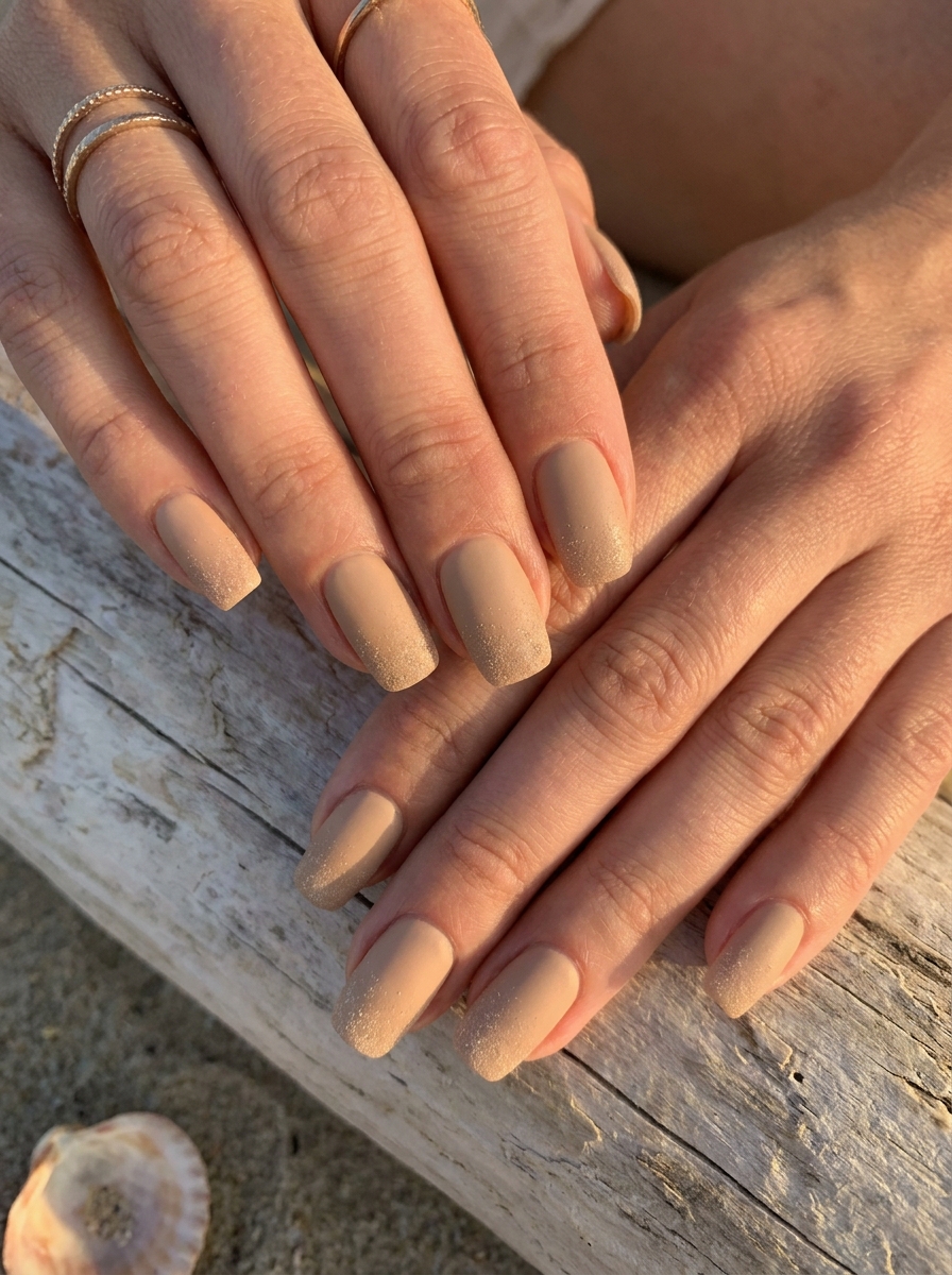 Beach Sand Shell Nails